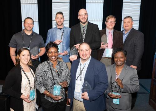 Assistant Manager of the Year 2019 Pictured (left to right); back row: Dustin Harris, Matthew Clark, Andy Kulp, Jason Long, Travis Laurence (VP of Operations); front row: Kristina Durrer, Wanda Hall, Mike Sousa, Marilyn Roy