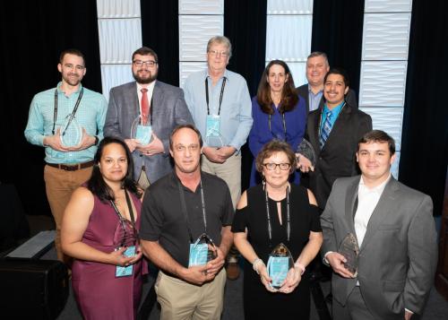 Champion of Core Values 2019 Pictured (left to right); back row: Chris Lambe, Eddie Weaver, Eric Warfield, Kendra Michalski, Travis Laurence (VP of Operations), Jesus Cruz; front row: Myra Martinez, Sandy Spann, Marcia Smith, Ryan Hay